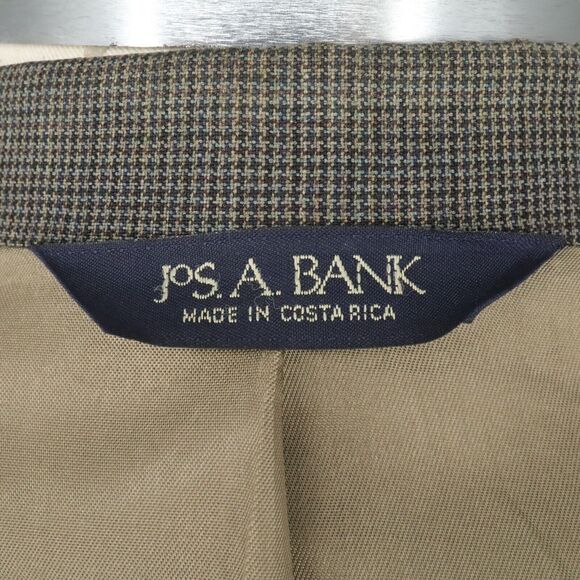 Jos A Bank Sport Coat Mens 42L Green Houndstooth Plaid Wool Jacket Blazer Lined - Picture 15 of 16